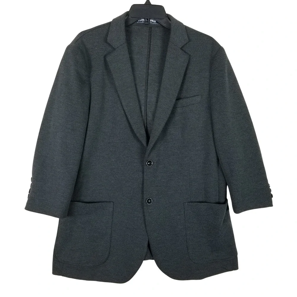 PJ Paul Jones Blazer Mens Size L Grey Textured Knit Two Button Sport Coat